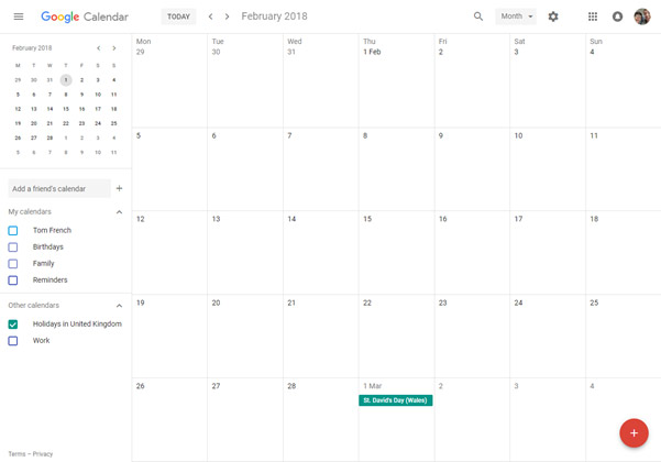 Google's calendar web app