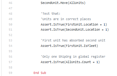 source code of a space ship unit test